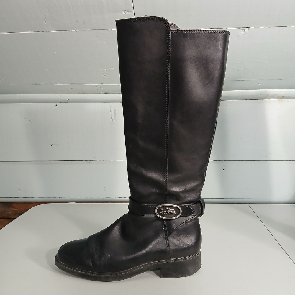 COACH Women's Ruby Horse and Carriage Buckle Leather Boots - Picture 3 of 12